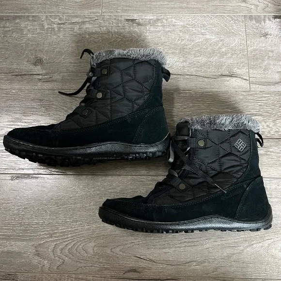 Columbia Omni Tech Quilted Winter Insulated Snow Boot Suede Black Size 8 - Picture 4 of 6